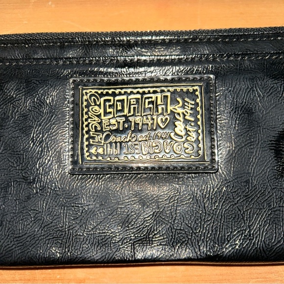 Coach Poppy Edition Black Leather Wristlet - Picture 2 of 4